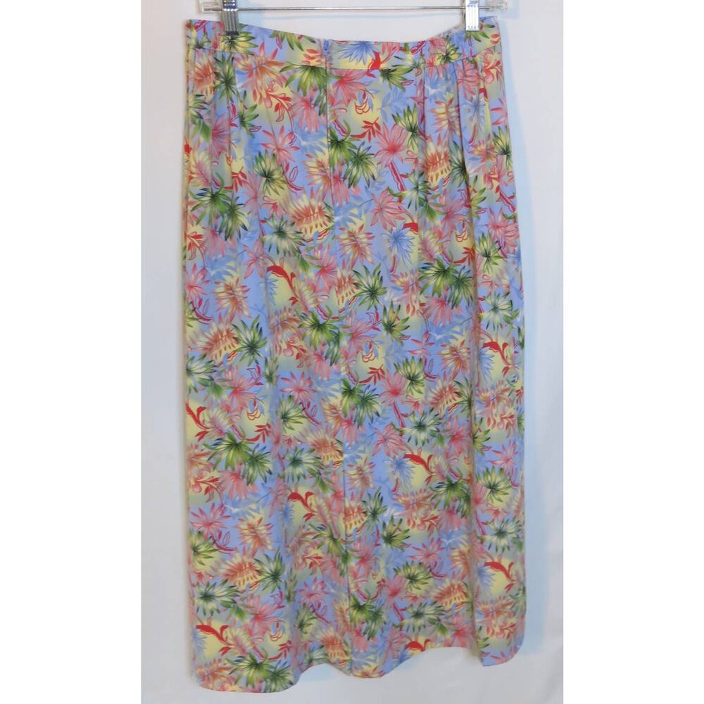 Vintage SAG HARBOR Petite Floral Long Skirt Size M Blue Cottage Grandmacore